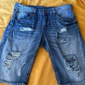 Royal 7even Distressed Blue Denim Jean Shorts 32